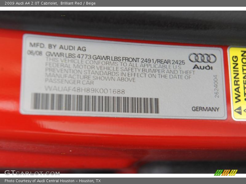 Brilliant Red / Beige 2009 Audi A4 2.0T Cabriolet