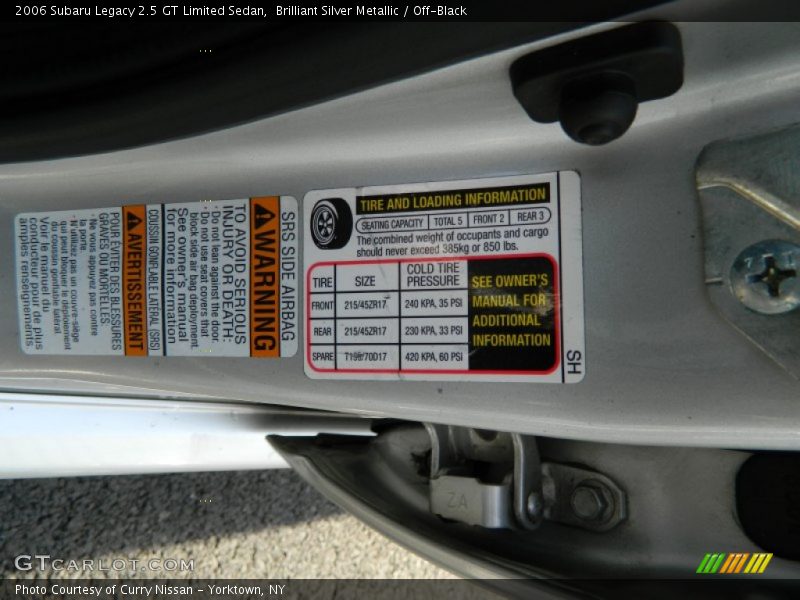 Brilliant Silver Metallic / Off-Black 2006 Subaru Legacy 2.5 GT Limited Sedan