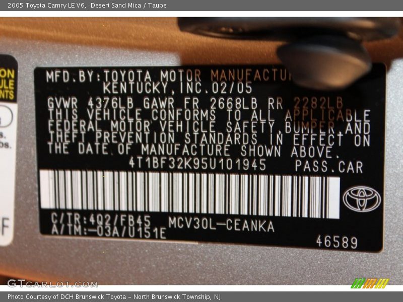 Desert Sand Mica / Taupe 2005 Toyota Camry LE V6
