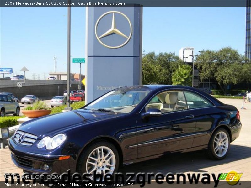 Capri Blue Metallic / Stone 2009 Mercedes-Benz CLK 350 Coupe