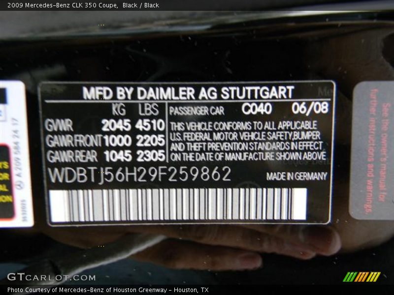 Black / Black 2009 Mercedes-Benz CLK 350 Coupe