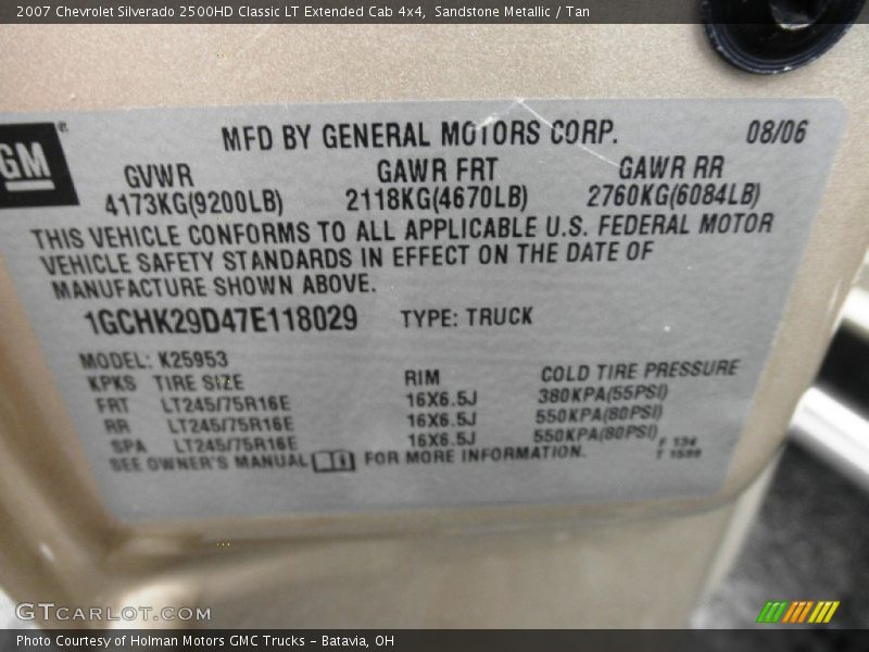 Sandstone Metallic / Tan 2007 Chevrolet Silverado 2500HD Classic LT Extended Cab 4x4