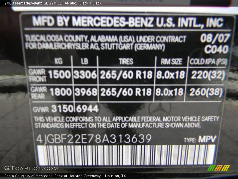 Black / Black 2008 Mercedes-Benz GL 320 CDI 4Matic