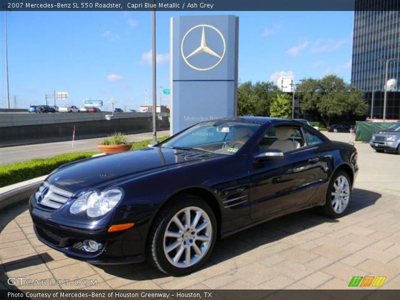 Capri Blue Metallic / Ash Grey 2007 Mercedes-Benz SL 550 Roadster