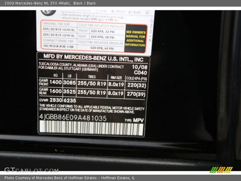 Black / Black 2009 Mercedes-Benz ML 350 4Matic