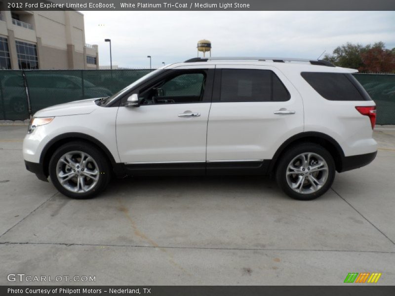 White Platinum Tri-Coat / Medium Light Stone 2012 Ford Explorer Limited EcoBoost