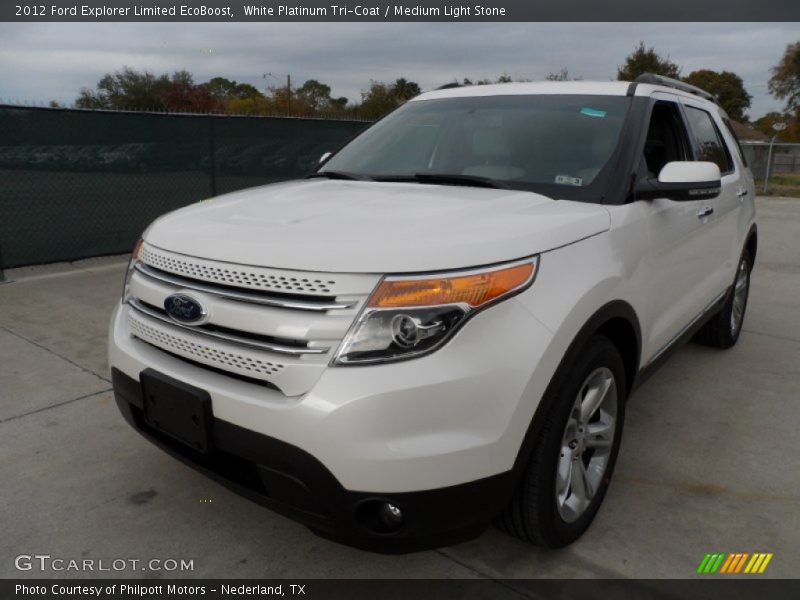 White Platinum Tri-Coat / Medium Light Stone 2012 Ford Explorer Limited EcoBoost