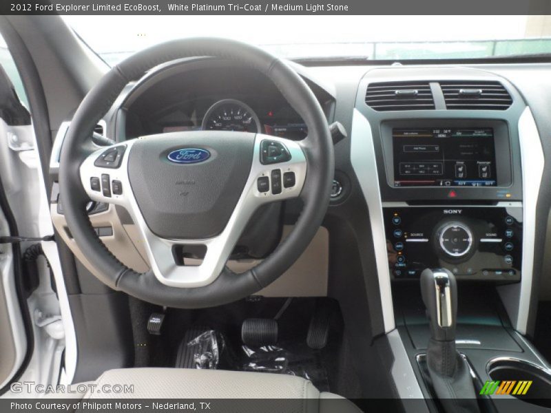 White Platinum Tri-Coat / Medium Light Stone 2012 Ford Explorer Limited EcoBoost