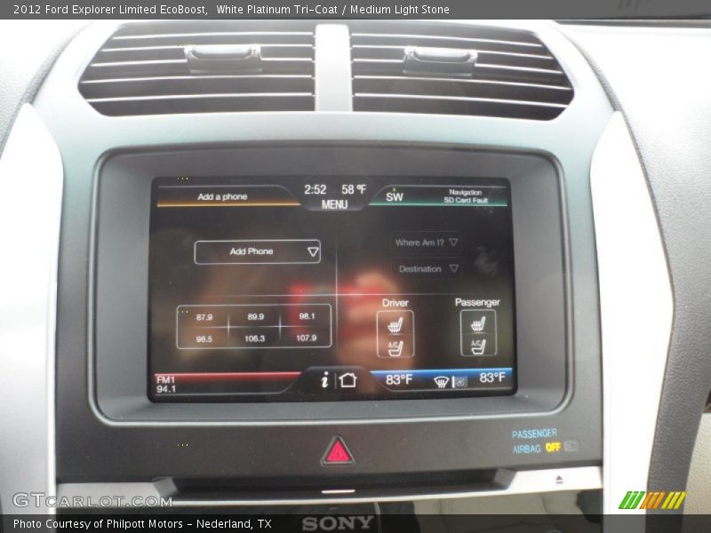 White Platinum Tri-Coat / Medium Light Stone 2012 Ford Explorer Limited EcoBoost