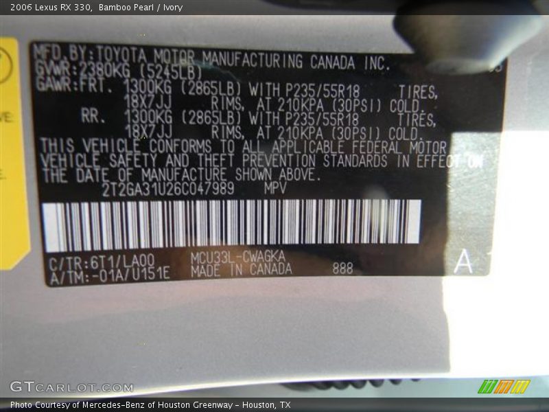 Bamboo Pearl / Ivory 2006 Lexus RX 330