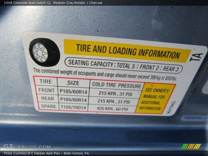 Medium Gray Metallic / Charcoal 2008 Chevrolet Aveo Aveo5 LS