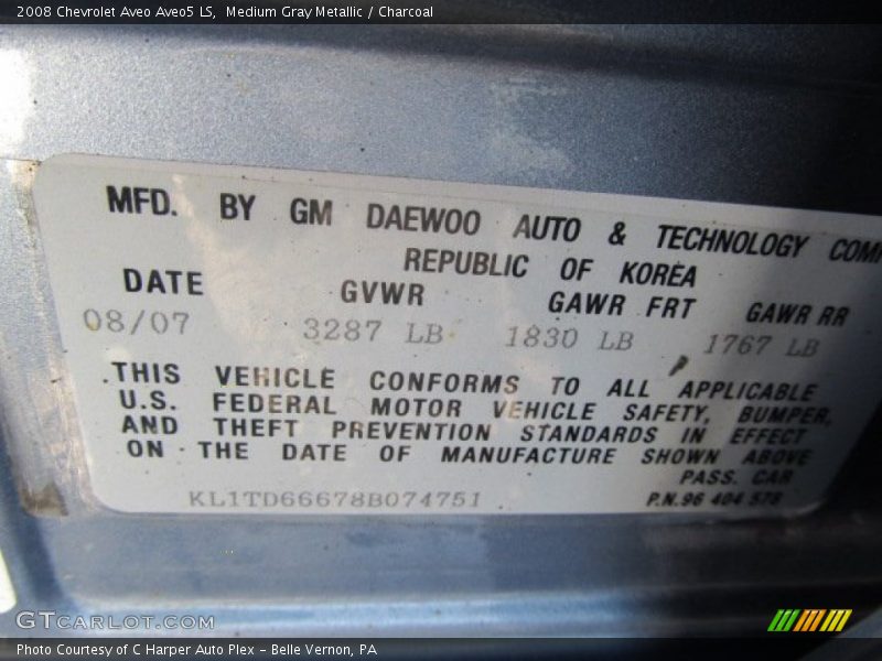 Medium Gray Metallic / Charcoal 2008 Chevrolet Aveo Aveo5 LS