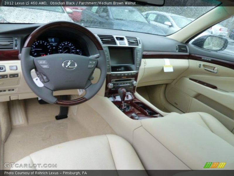 Obsidian Black / Parchment/Medium Brown Walnut 2012 Lexus LS 460 AWD