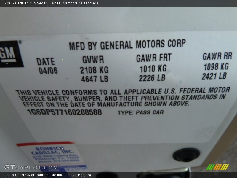 White Diamond / Cashmere 2006 Cadillac CTS Sedan