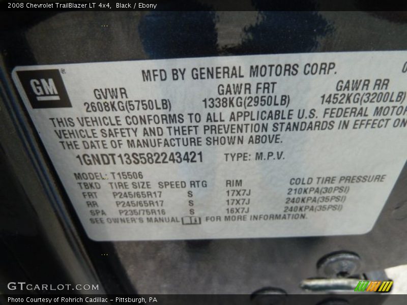 Black / Ebony 2008 Chevrolet TrailBlazer LT 4x4