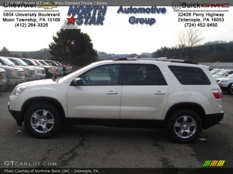 White Diamond Tricoat / Ebony 2012 GMC Acadia SLE AWD
