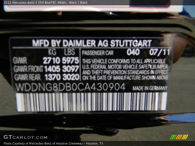 Black / Black 2012 Mercedes-Benz S 350 BlueTEC 4Matic