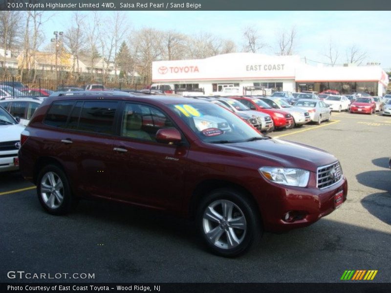 Salsa Red Pearl / Sand Beige 2010 Toyota Highlander Limited 4WD