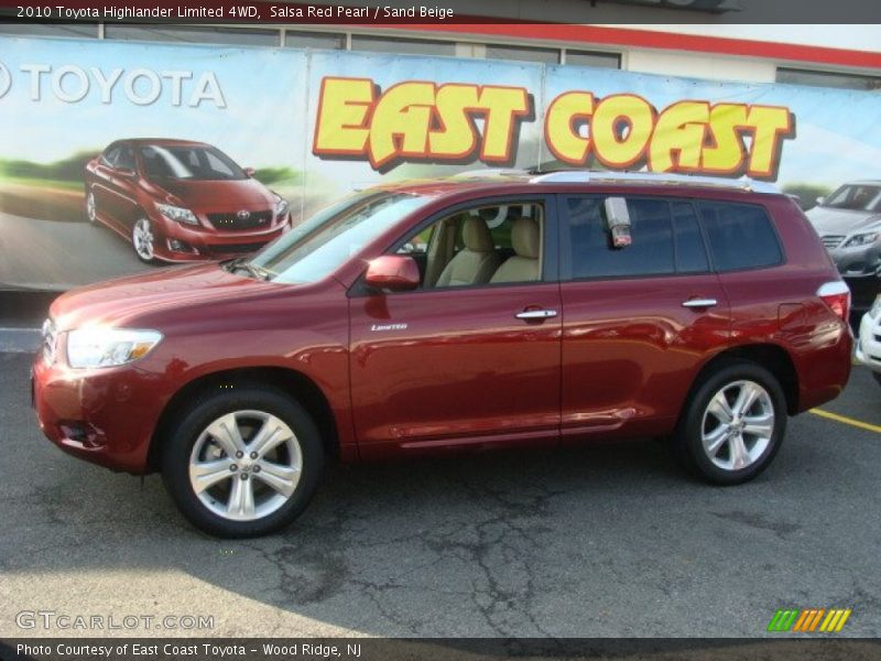 Salsa Red Pearl / Sand Beige 2010 Toyota Highlander Limited 4WD
