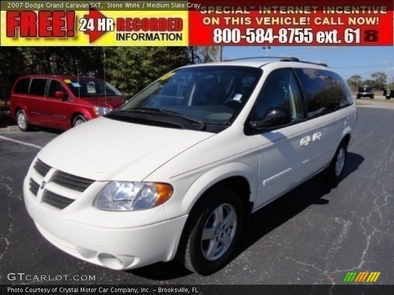 Stone White / Medium Slate Gray 2007 Dodge Grand Caravan SXT