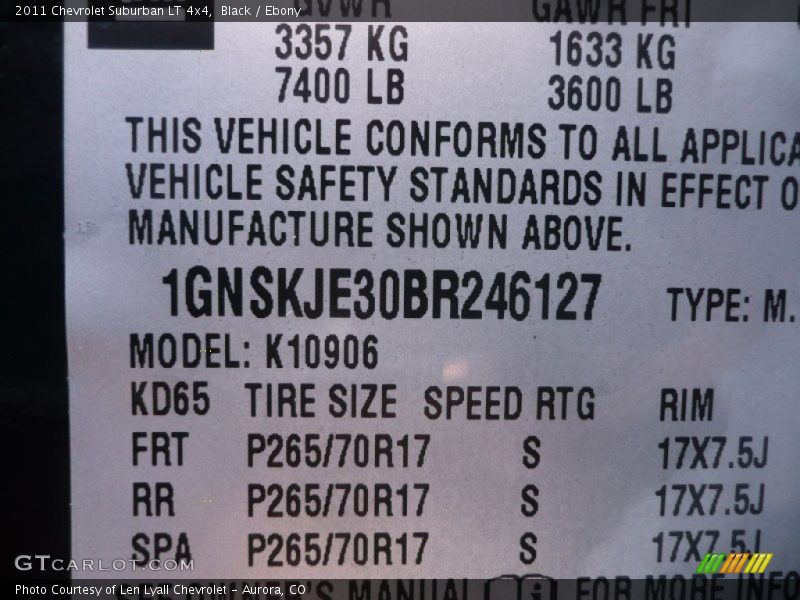 Black / Ebony 2011 Chevrolet Suburban LT 4x4