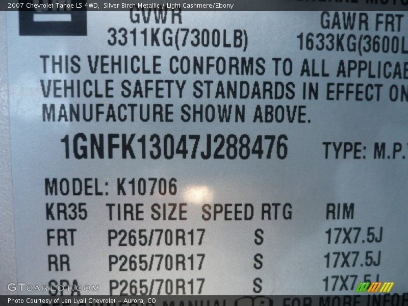 Silver Birch Metallic / Light Cashmere/Ebony 2007 Chevrolet Tahoe LS 4WD