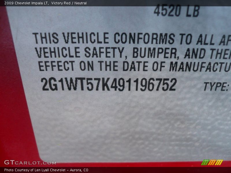 Victory Red / Neutral 2009 Chevrolet Impala LT