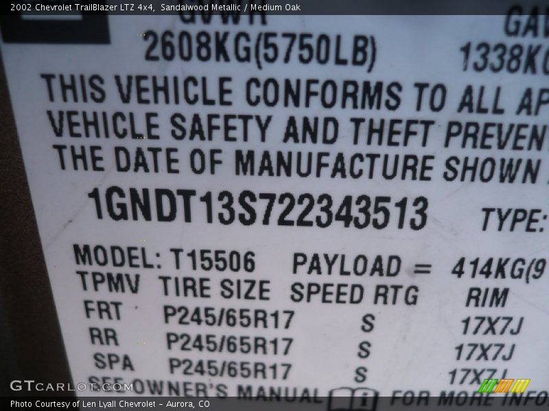 Sandalwood Metallic / Medium Oak 2002 Chevrolet TrailBlazer LTZ 4x4