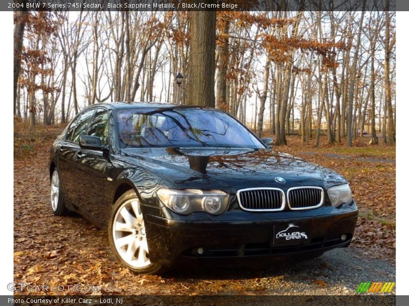 Black Sapphire Metallic / Black/Creme Beige 2004 BMW 7 Series 745i Sedan