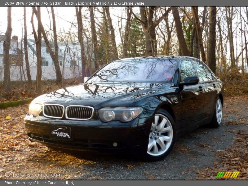 Black Sapphire Metallic / Black/Creme Beige 2004 BMW 7 Series 745i Sedan