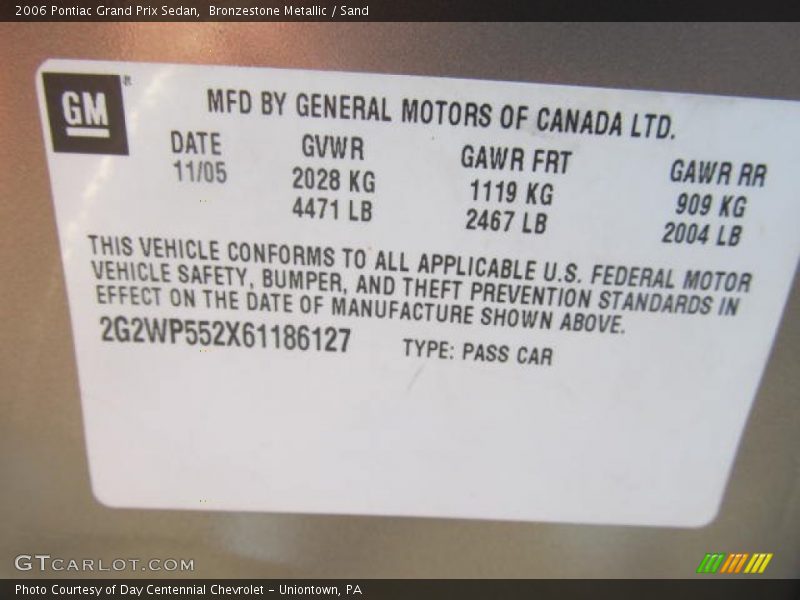 Bronzestone Metallic / Sand 2006 Pontiac Grand Prix Sedan