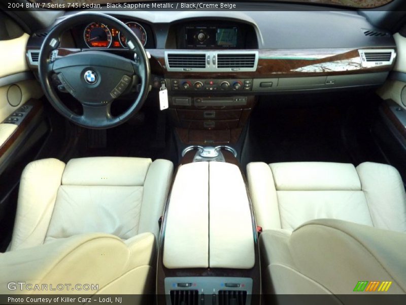 Black Sapphire Metallic / Black/Creme Beige 2004 BMW 7 Series 745i Sedan
