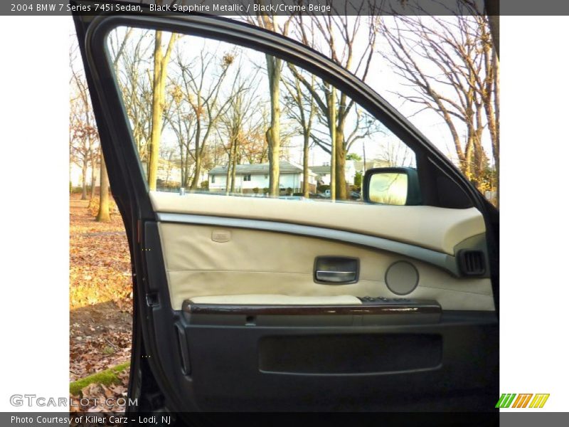 Black Sapphire Metallic / Black/Creme Beige 2004 BMW 7 Series 745i Sedan