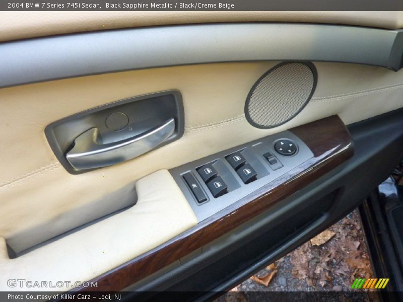 Black Sapphire Metallic / Black/Creme Beige 2004 BMW 7 Series 745i Sedan