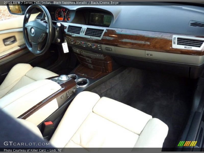 Black Sapphire Metallic / Black/Creme Beige 2004 BMW 7 Series 745i Sedan