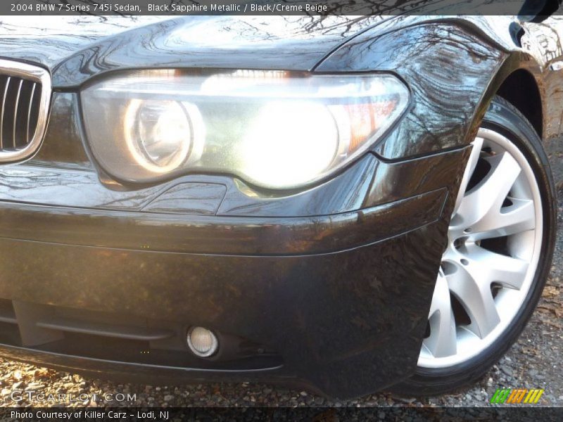 Black Sapphire Metallic / Black/Creme Beige 2004 BMW 7 Series 745i Sedan