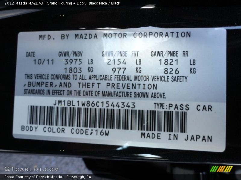 Black Mica / Black 2012 Mazda MAZDA3 i Grand Touring 4 Door