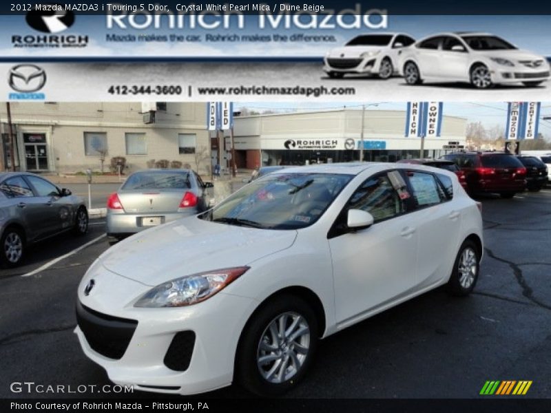 Crystal White Pearl Mica / Dune Beige 2012 Mazda MAZDA3 i Touring 5 Door