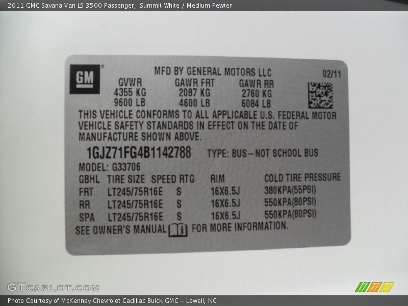 Summit White / Medium Pewter 2011 GMC Savana Van LS 3500 Passenger