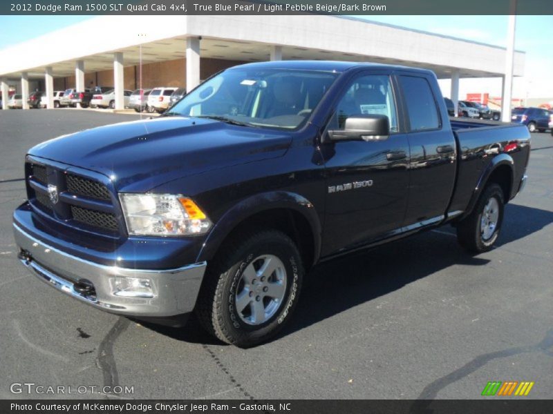 True Blue Pearl / Light Pebble Beige/Bark Brown 2012 Dodge Ram 1500 SLT Quad Cab 4x4