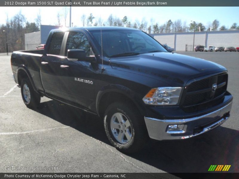 True Blue Pearl / Light Pebble Beige/Bark Brown 2012 Dodge Ram 1500 SLT Quad Cab 4x4