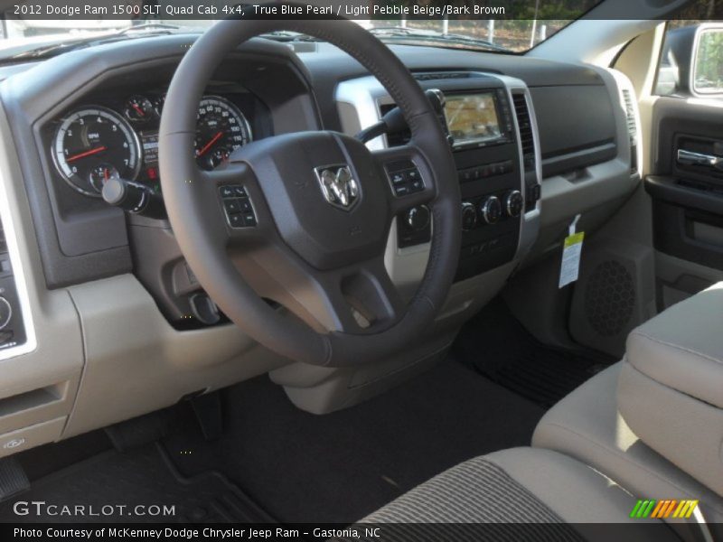 True Blue Pearl / Light Pebble Beige/Bark Brown 2012 Dodge Ram 1500 SLT Quad Cab 4x4