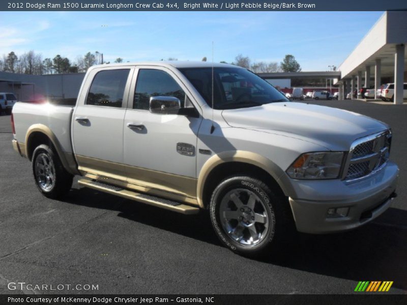Bright White / Light Pebble Beige/Bark Brown 2012 Dodge Ram 1500 Laramie Longhorn Crew Cab 4x4