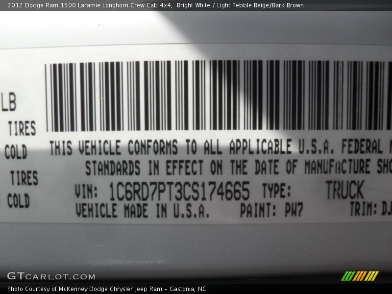 Bright White / Light Pebble Beige/Bark Brown 2012 Dodge Ram 1500 Laramie Longhorn Crew Cab 4x4