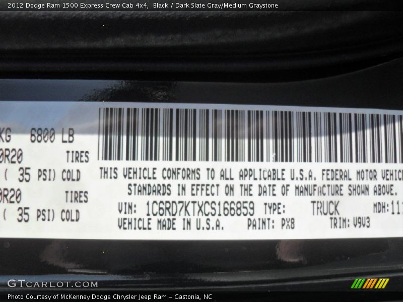 Black / Dark Slate Gray/Medium Graystone 2012 Dodge Ram 1500 Express Crew Cab 4x4