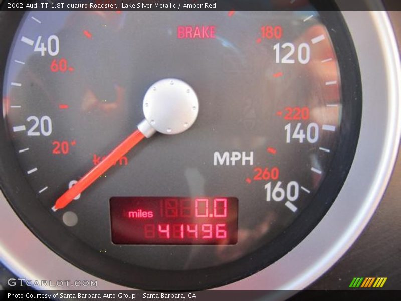 Lake Silver Metallic / Amber Red 2002 Audi TT 1.8T quattro Roadster