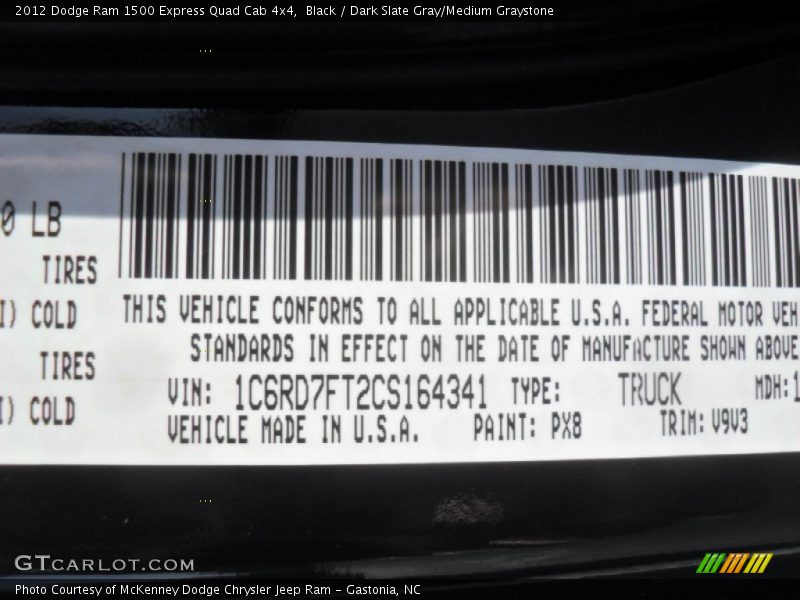 Black / Dark Slate Gray/Medium Graystone 2012 Dodge Ram 1500 Express Quad Cab 4x4