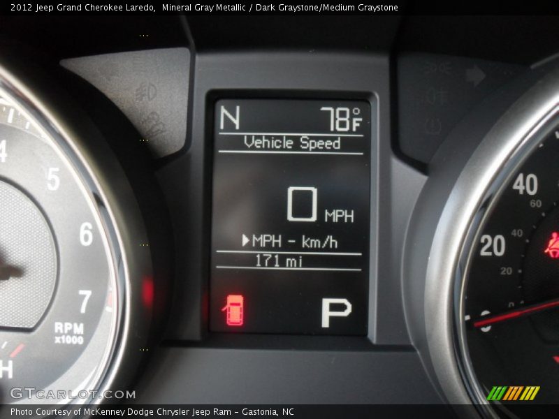 Mineral Gray Metallic / Dark Graystone/Medium Graystone 2012 Jeep Grand Cherokee Laredo
