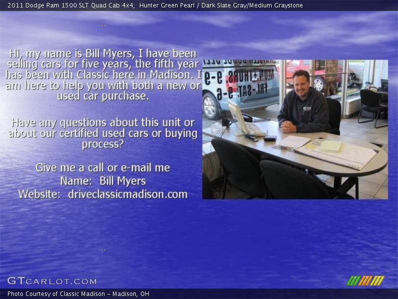 Hunter Green Pearl / Dark Slate Gray/Medium Graystone 2011 Dodge Ram 1500 SLT Quad Cab 4x4