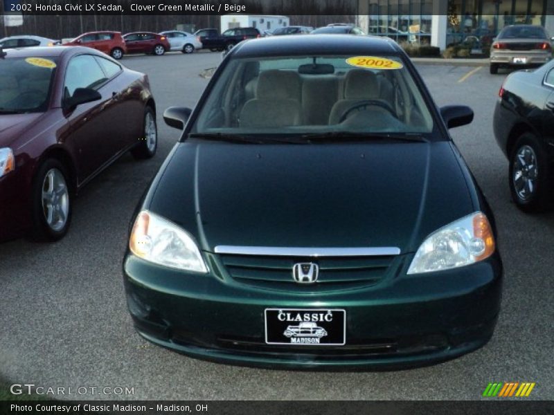 Clover Green Metallic / Beige 2002 Honda Civic LX Sedan